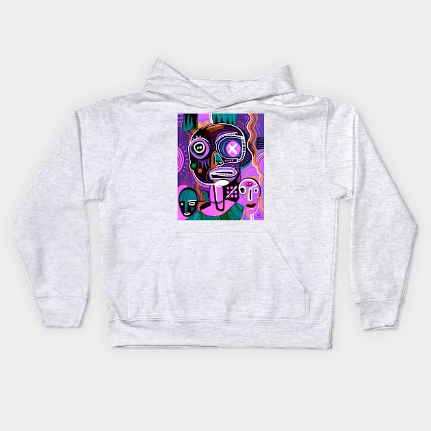 Abstract face Kids Hoodie by Daria Kusto